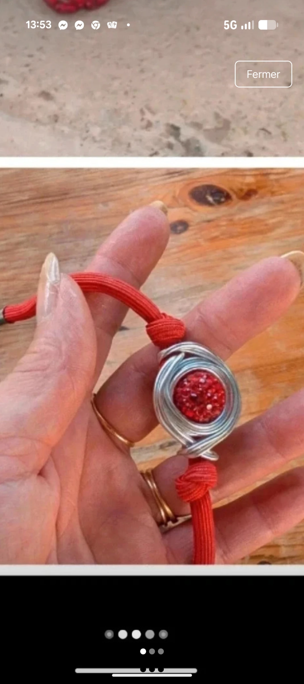 Conjunto collar+ pulsera+ pinzas de orejas con strass rojos – photo 2